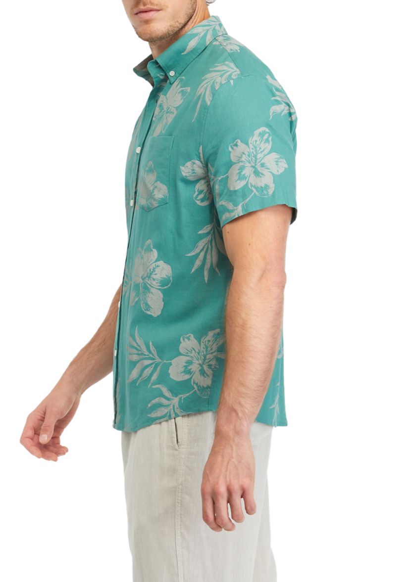 Mens Short Sleeve Printed Woven Shirt