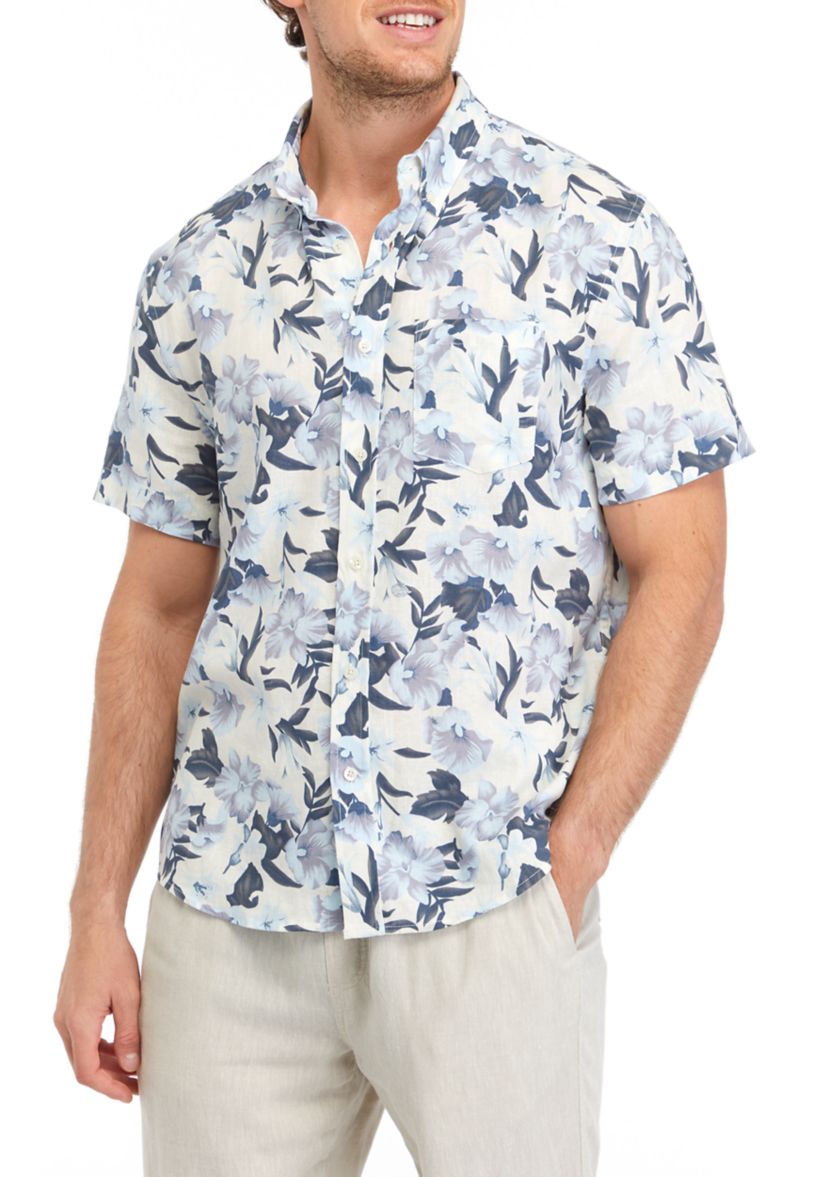 Mens Short Sleeve Printed Woven Shirt