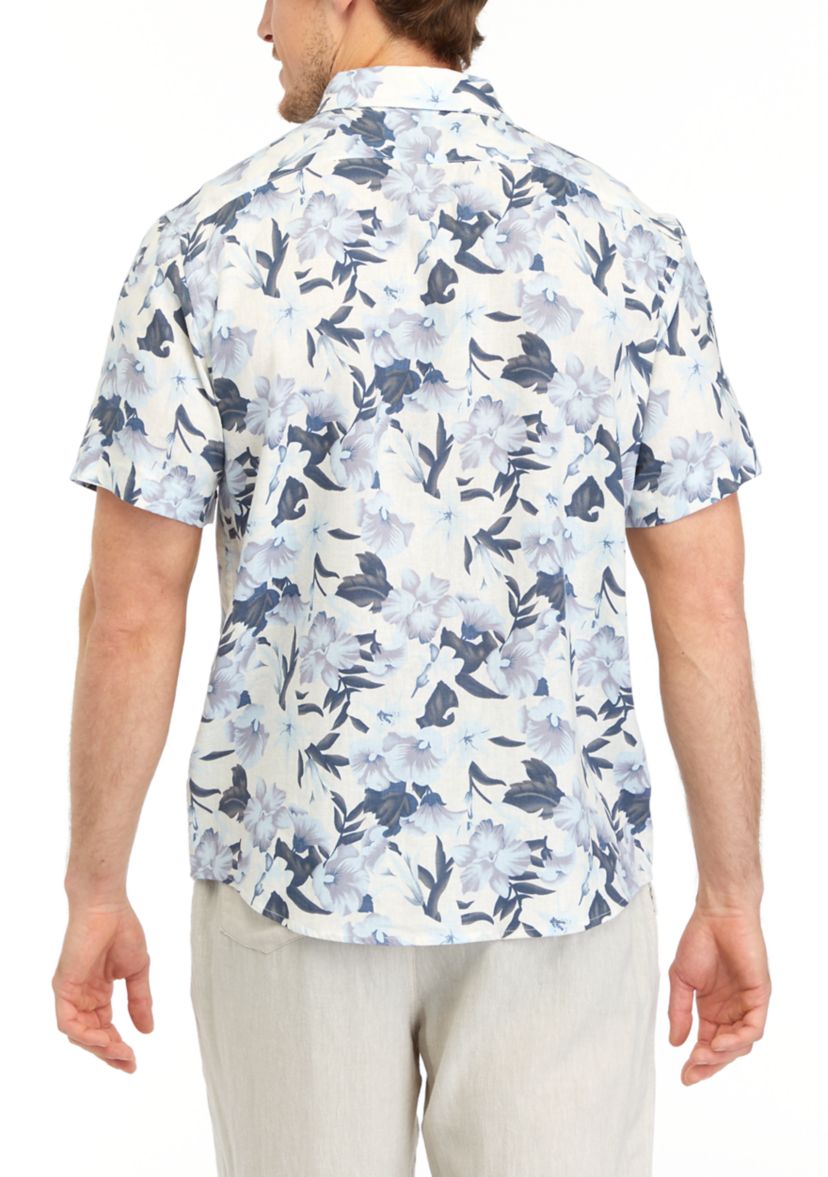 Mens Short Sleeve Printed Woven Shirt