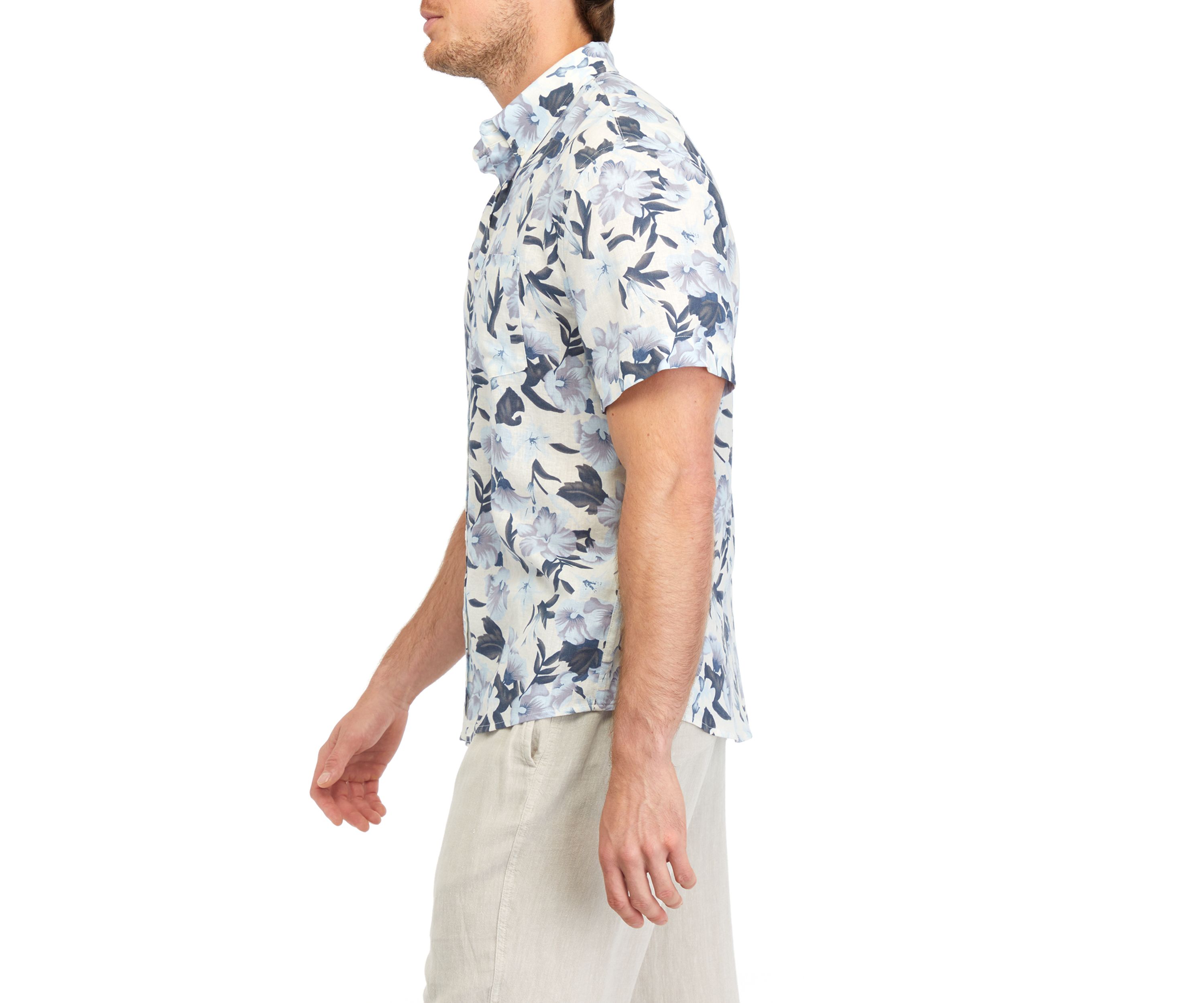 Mens Short Sleeve Printed Woven Shirt