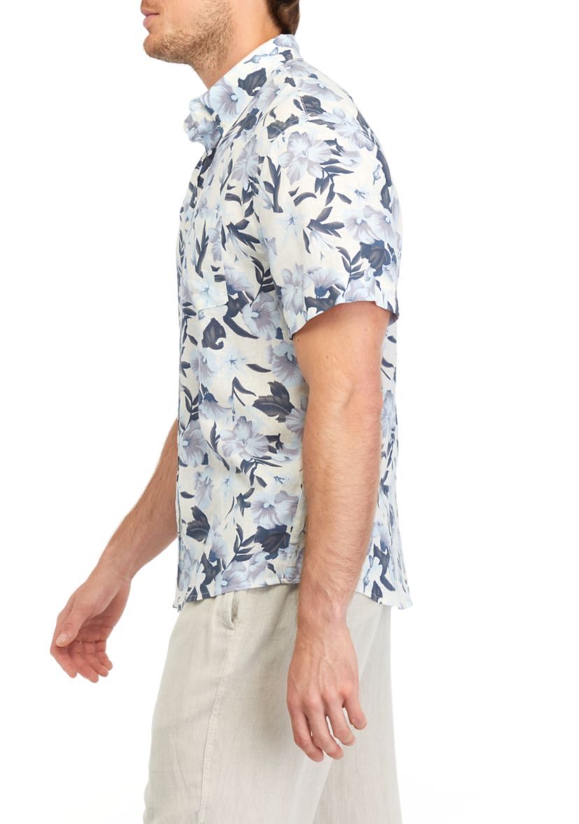 Mens Short Sleeve Printed Woven Shirt