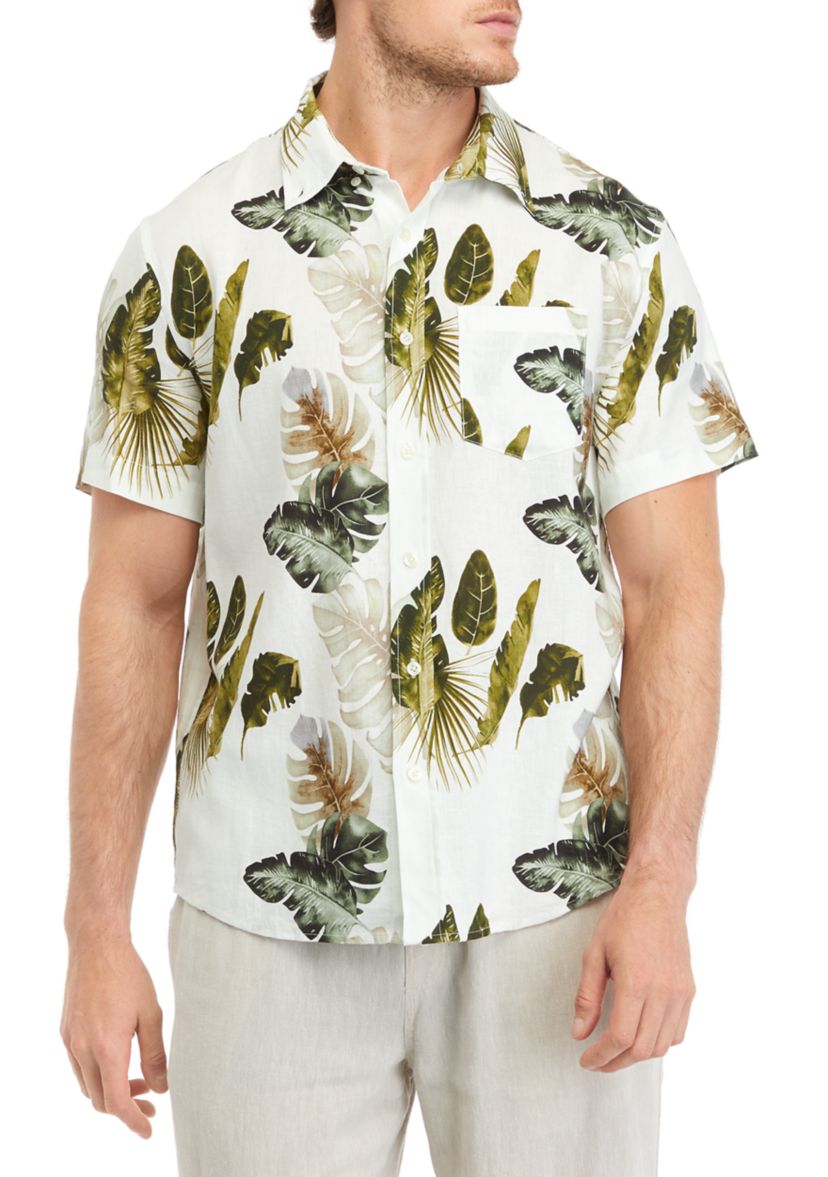 Mens Short Sleeve Printed Woven Shirt