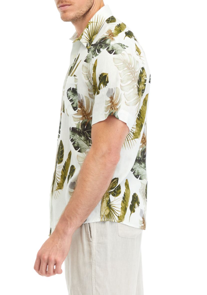 Mens Short Sleeve Printed Woven Shirt