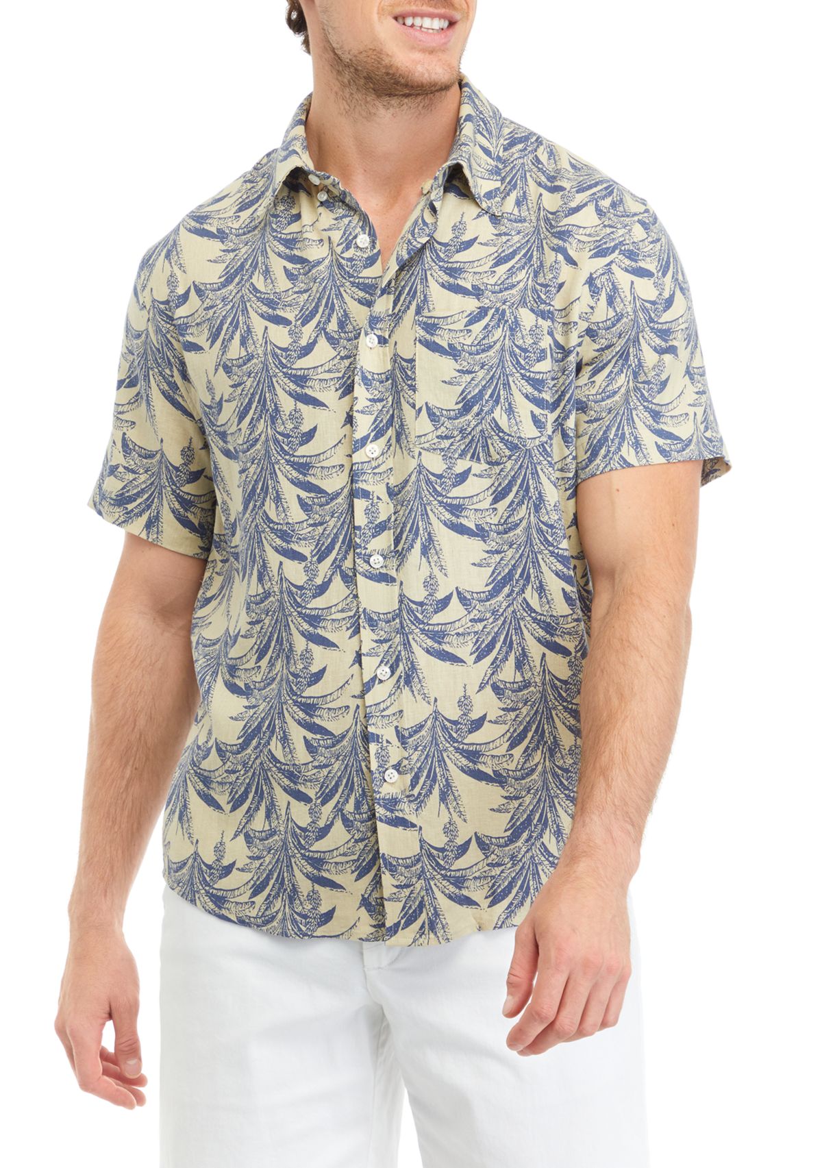 Mens Short Sleeve Printed Woven Shirt