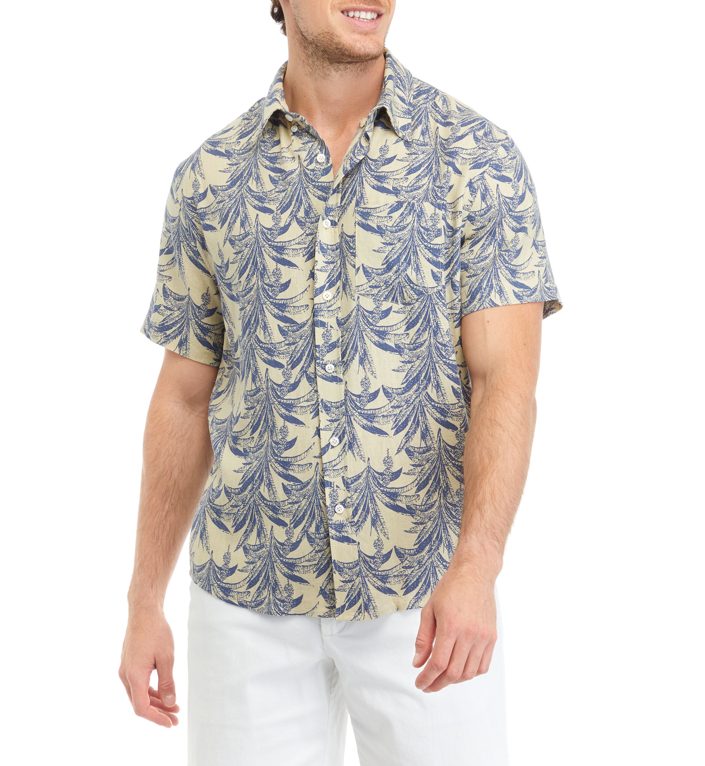 Mens Short Sleeve Printed Woven Shirt