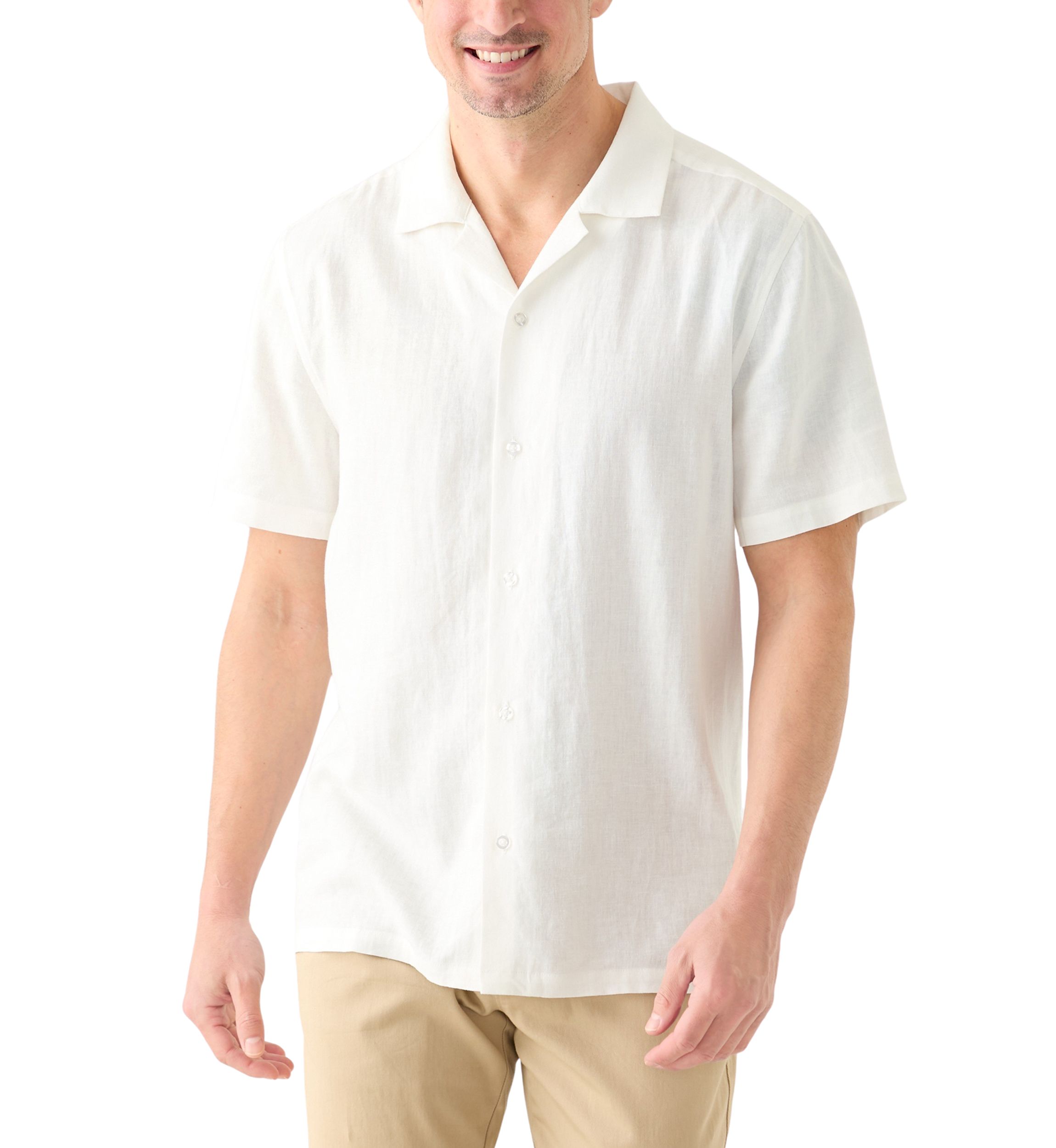 Mens Solid Linen Camp Shirt