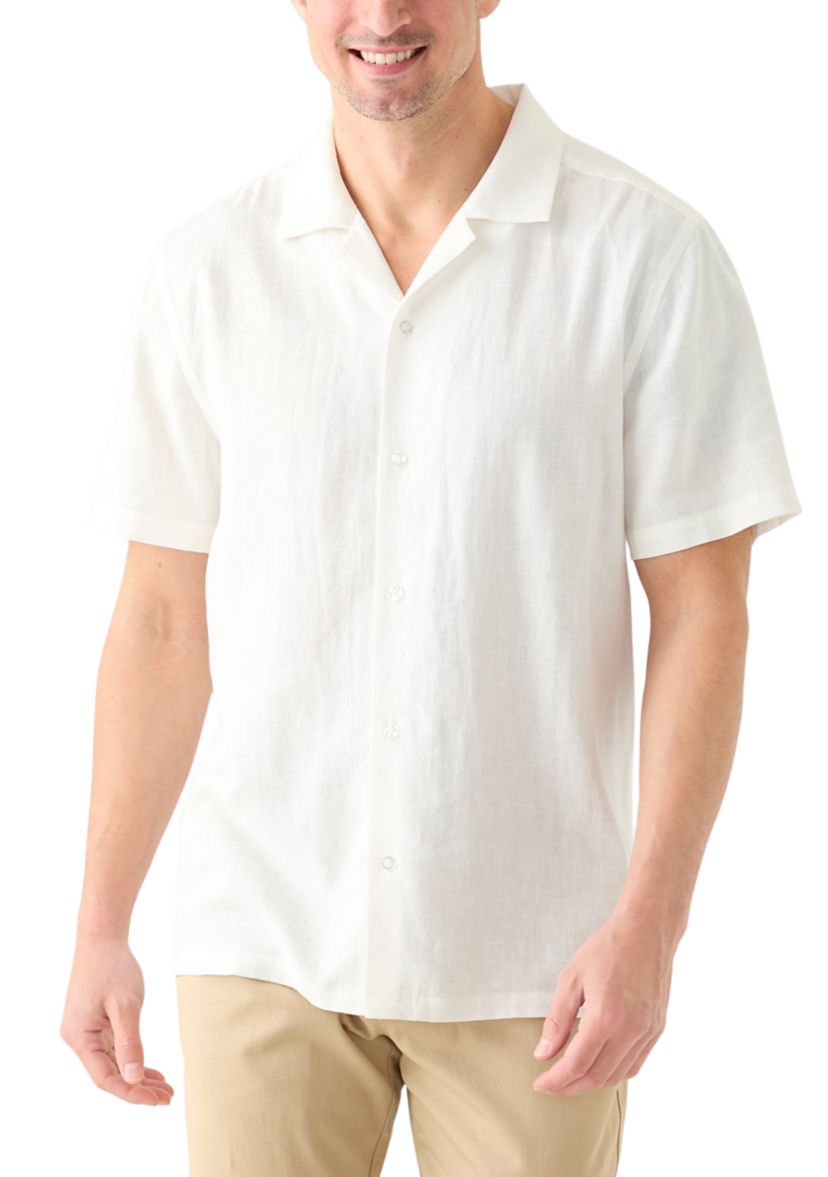 Mens Solid Linen Camp Shirt