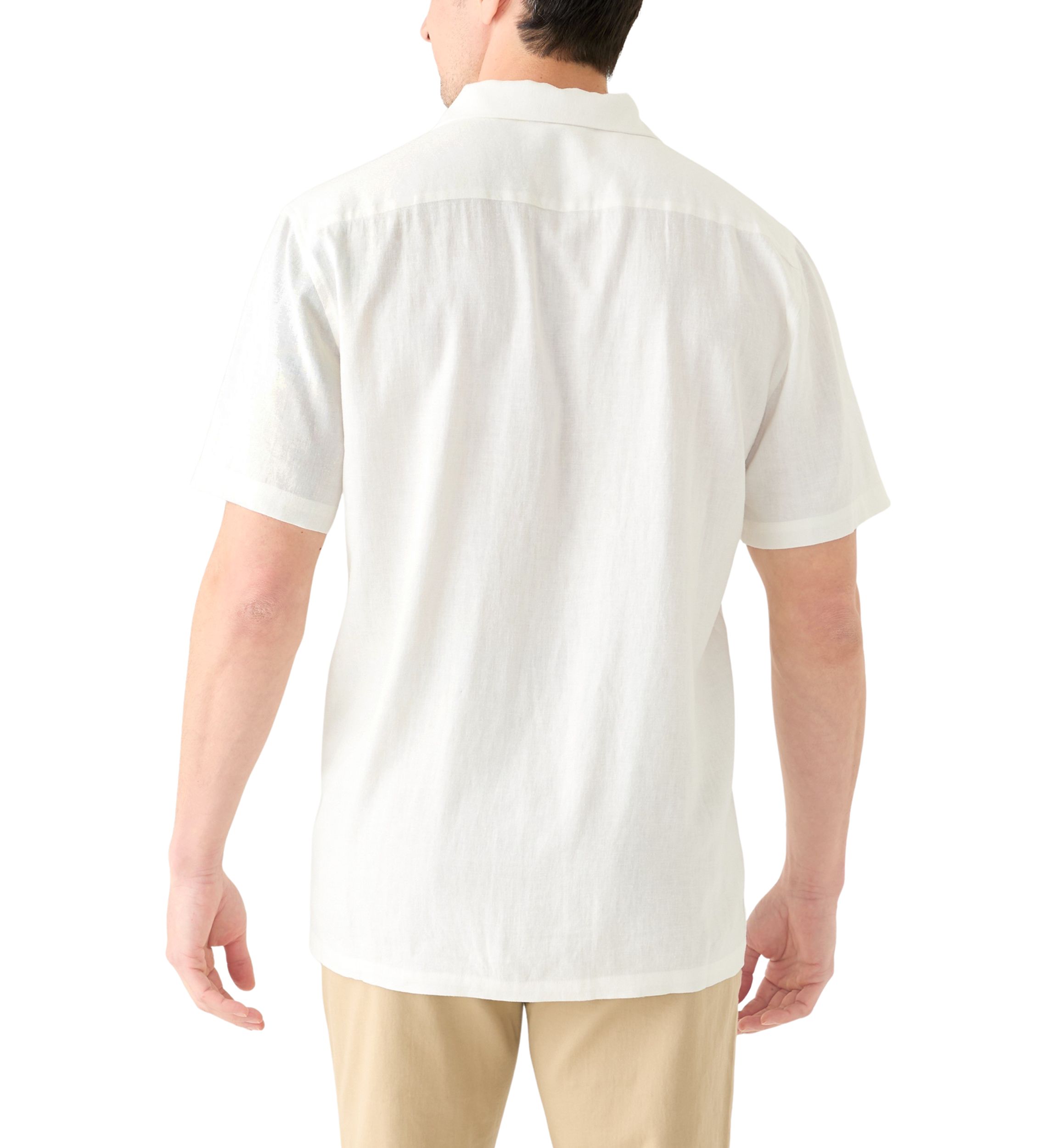Mens Solid Linen Camp Shirt