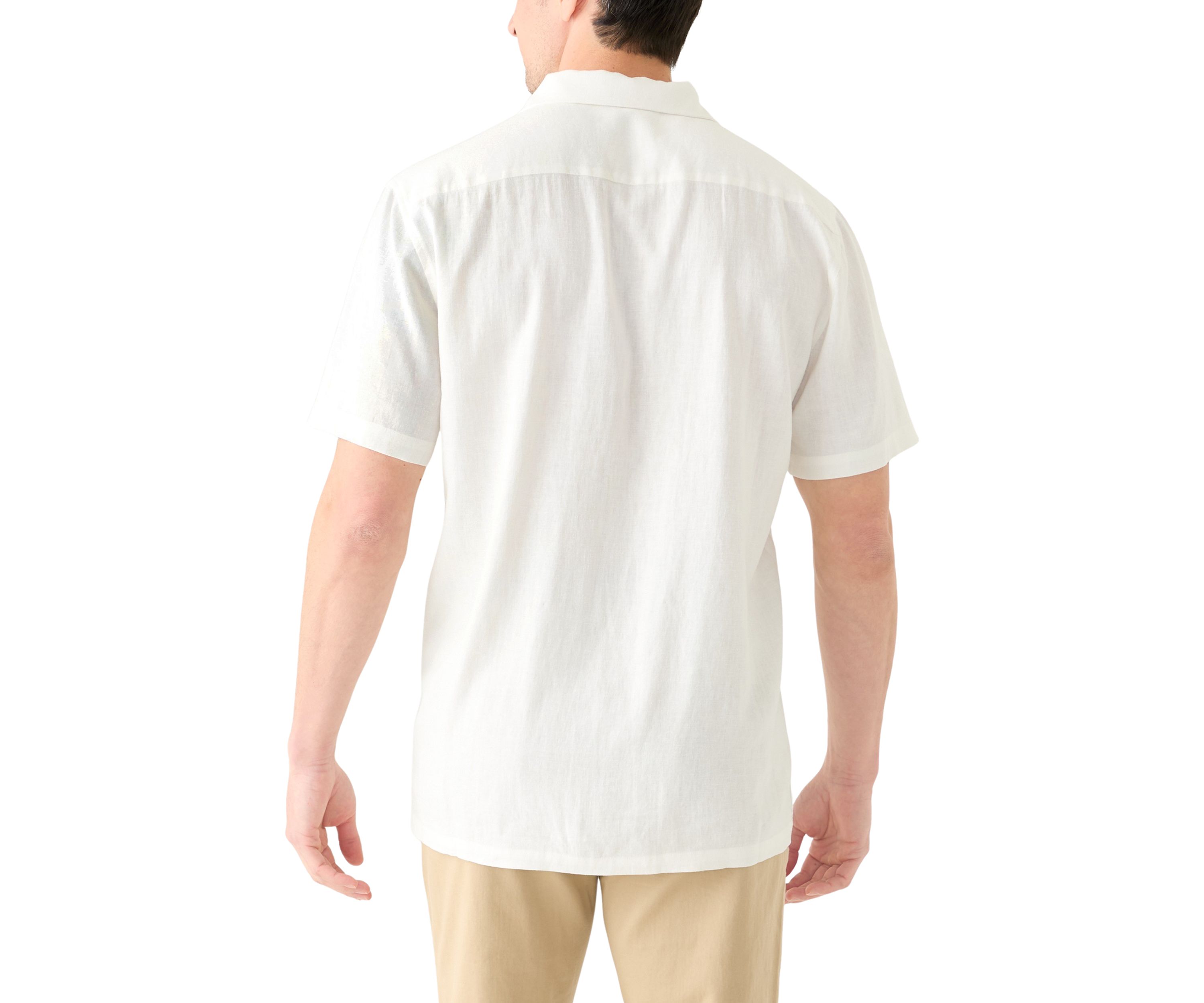 Mens Solid Linen Camp Shirt