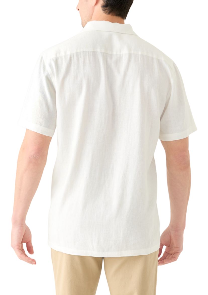 Mens Solid Linen Camp Shirt