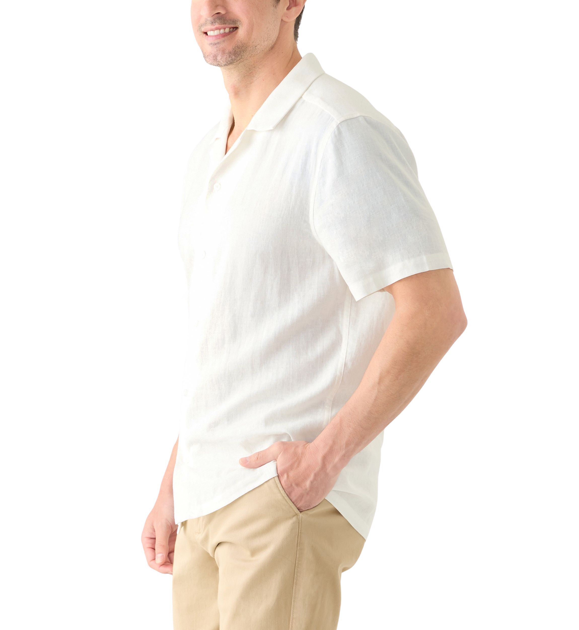 Mens Solid Linen Camp Shirt