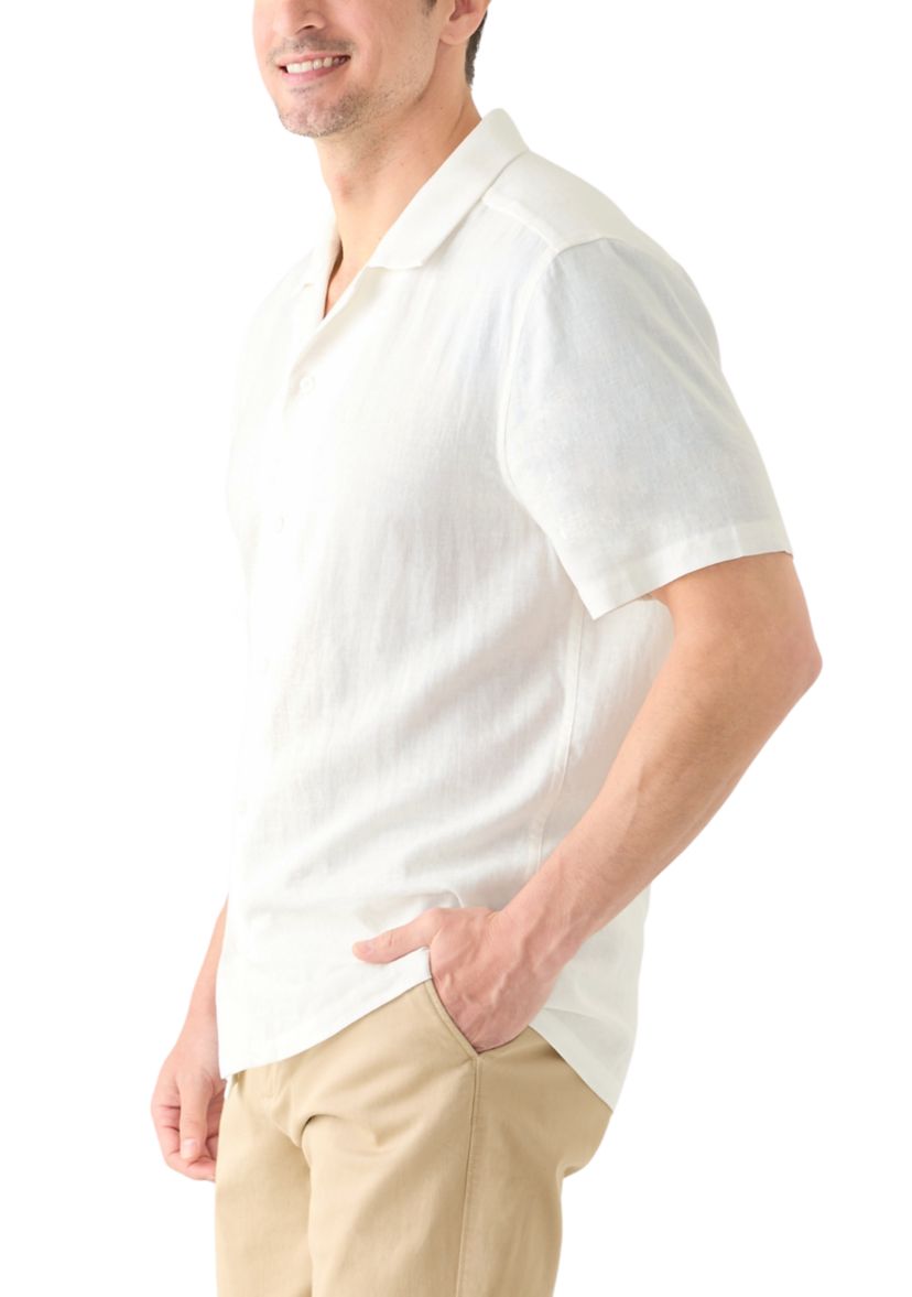 Mens Solid Linen Camp Shirt