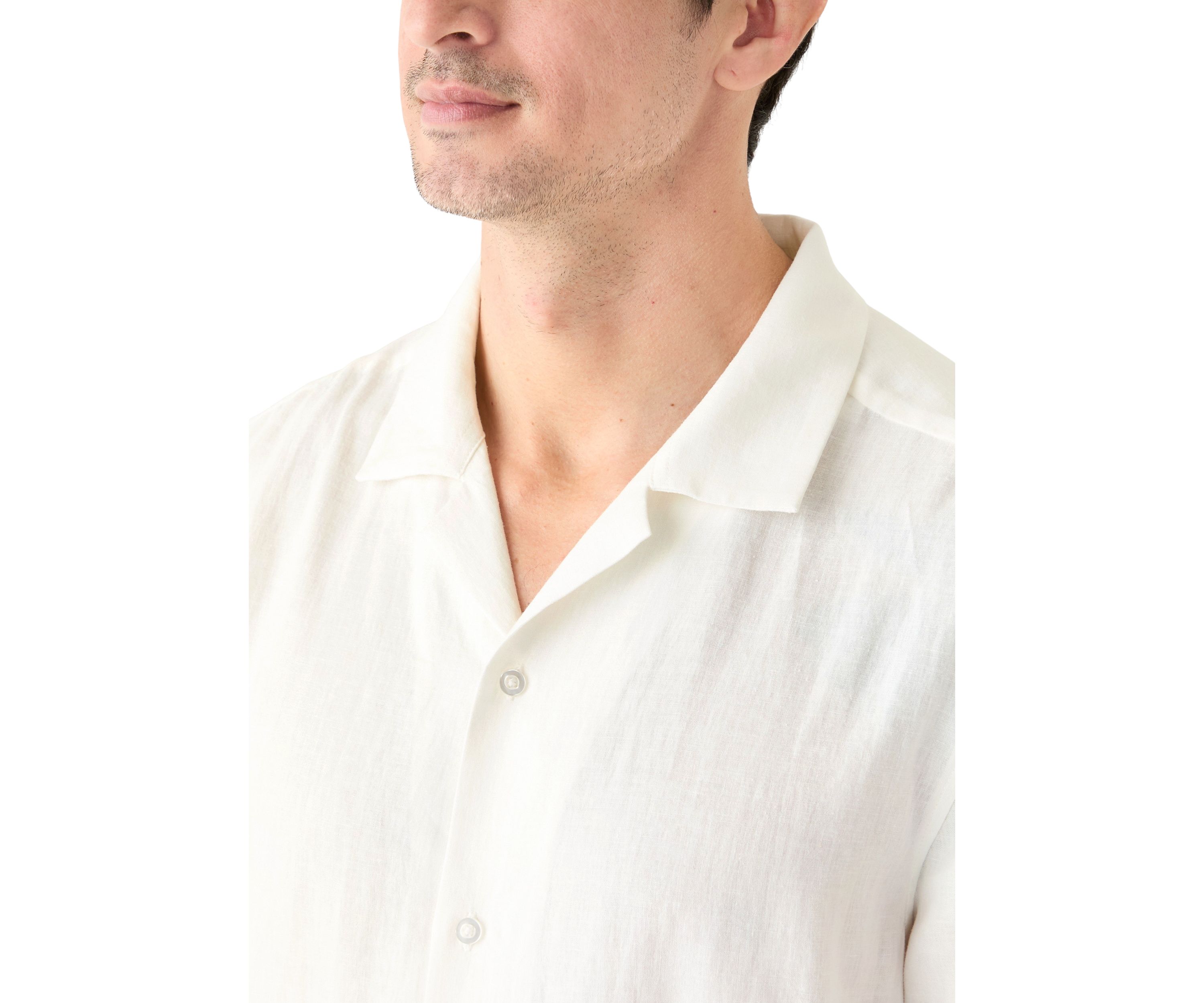 Mens Solid Linen Camp Shirt
