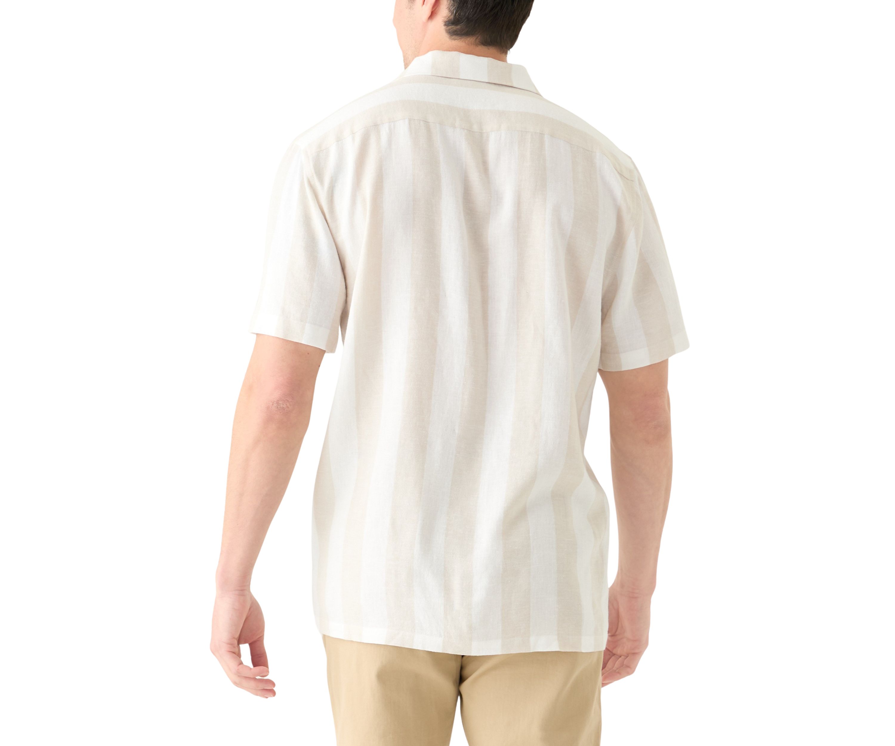 Mens Striped Linen Camp Shirt