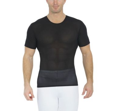 Insta Slim Men's Power Mesh Short Sleeve Crewneck, Black, XXL