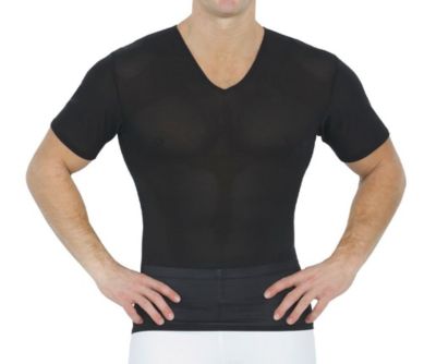 Insta Slim Men's Power Mesh Short Sleeve V-Neck, Black, XXL