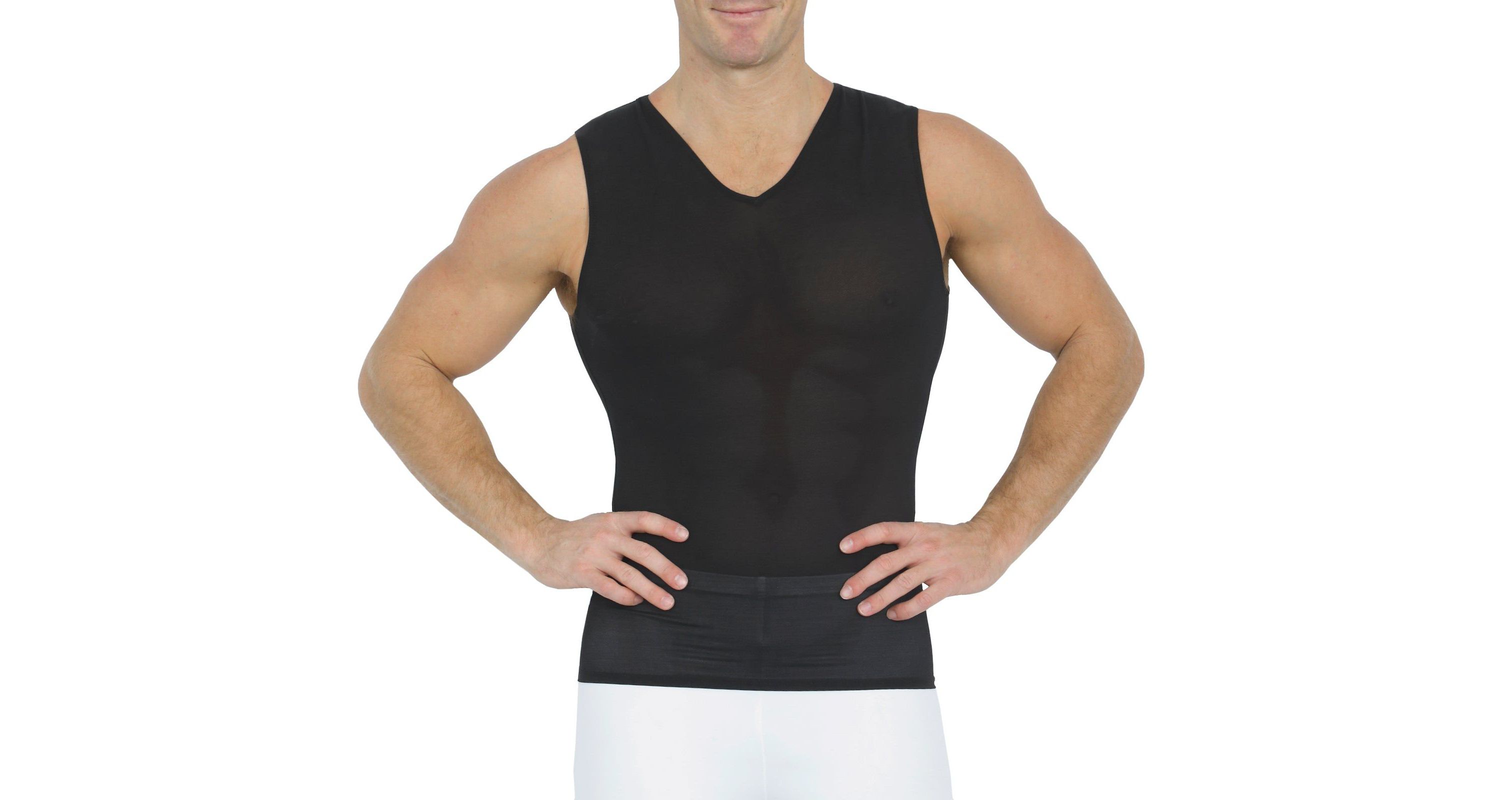 Power Mesh Sleeveless V-Neck
