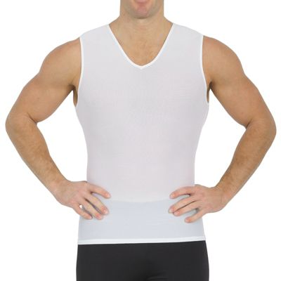 Insta Slim Men's Power Mesh Sleeveless V-Neck, White, XL