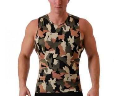 Men Camo Print Sleeveless Crewneck