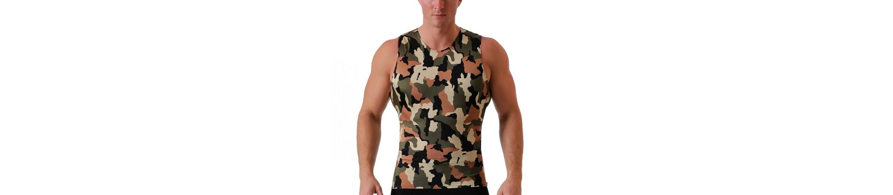 Men Camo Print Sleeveless Crewneck
