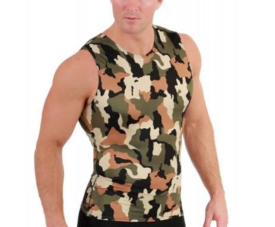 Men Camo Print Sleeveless Crewneck