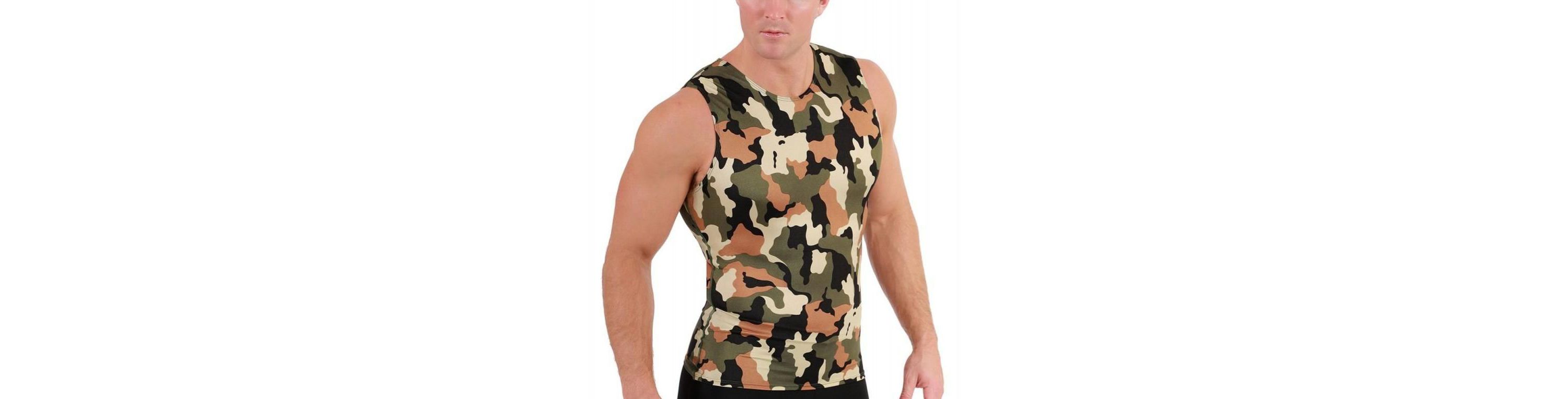 Men Camo Print Sleeveless Crewneck