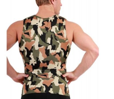 Men Camo Print Sleeveless Crewneck