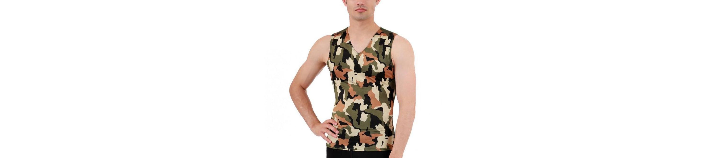 Men Camo Print Sleeveless V Neck