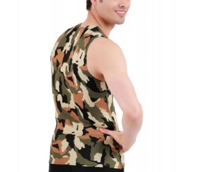 Men Camo Print Sleeveless V Neck