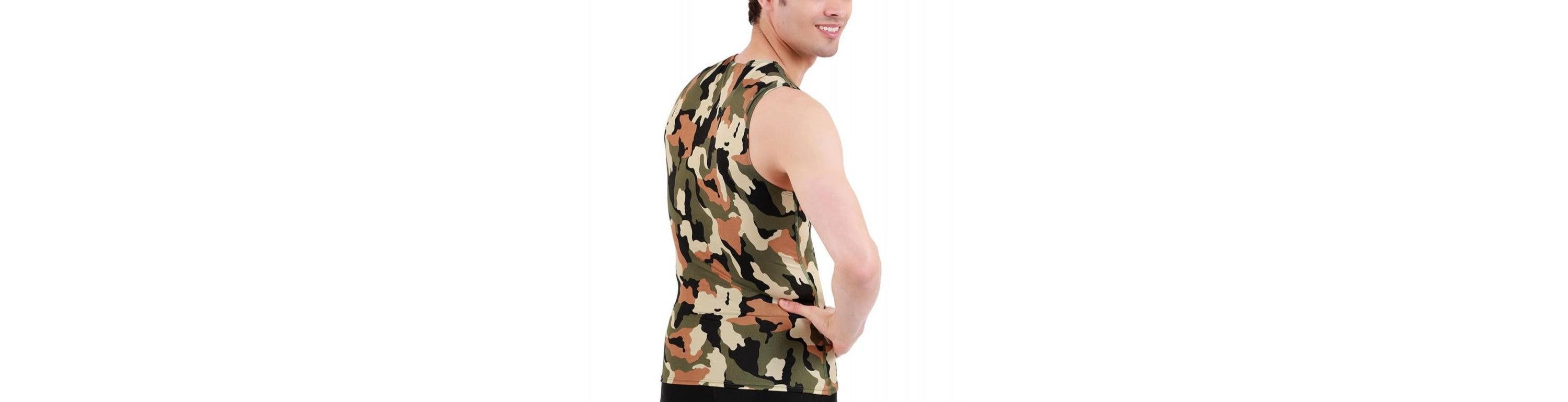 Men Camo Print Sleeveless V Neck