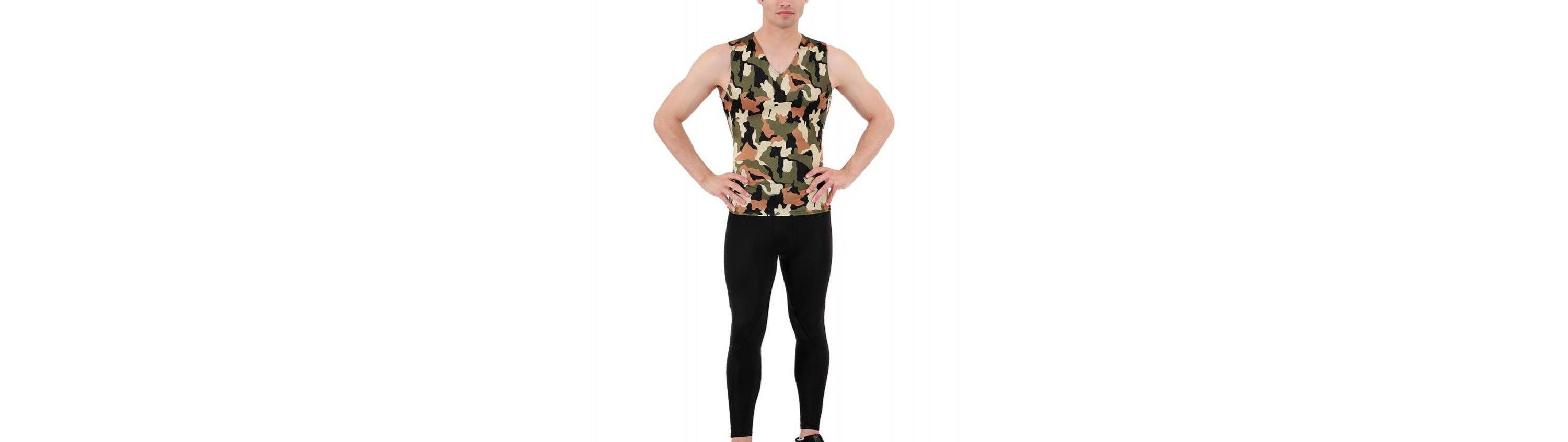 Men Camo Print Sleeveless V Neck