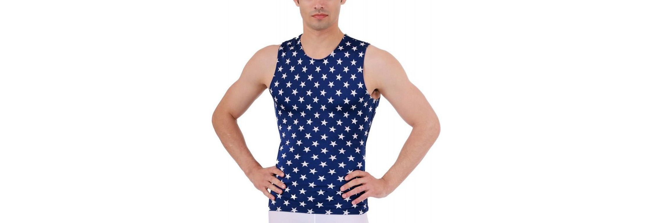 Men Stars Print Sleeveless Crewneck