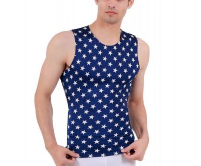 Men Stars Print Sleeveless Crewneck