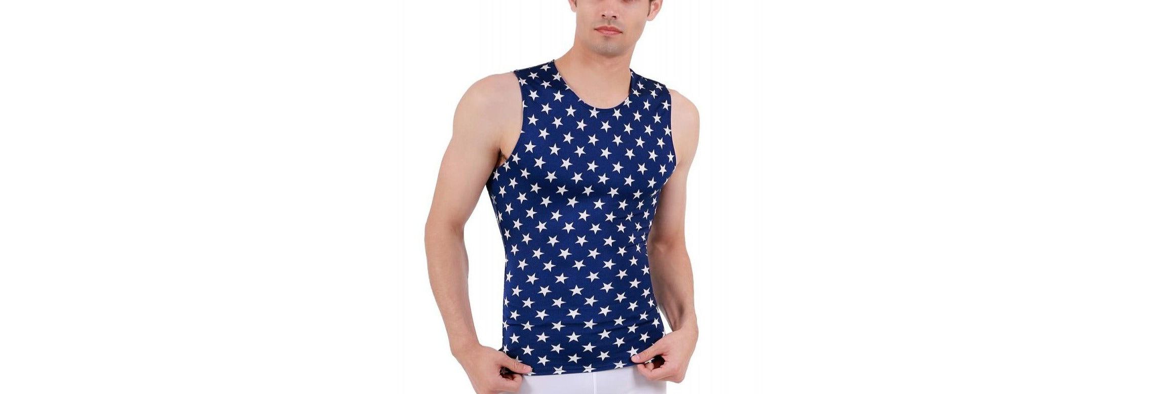 Men Stars Print Sleeveless Crewneck