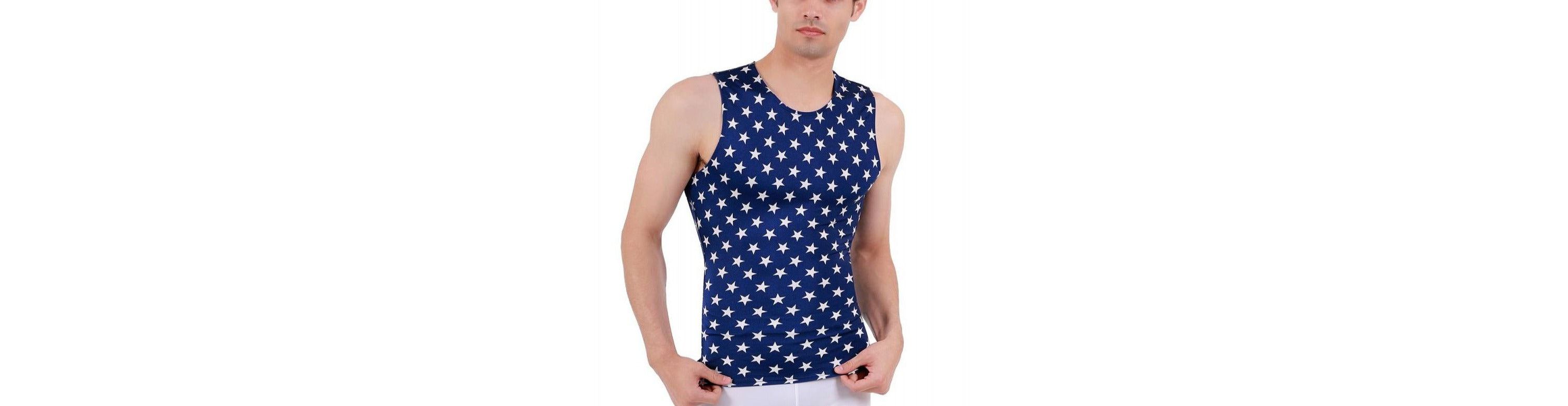 Men Stars Print Sleeveless Crewneck