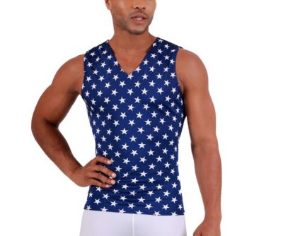 Men Stars Print Sleeveess V Neck