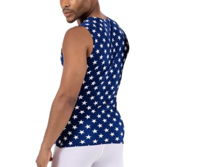 Men Stars Print Sleeveess V Neck