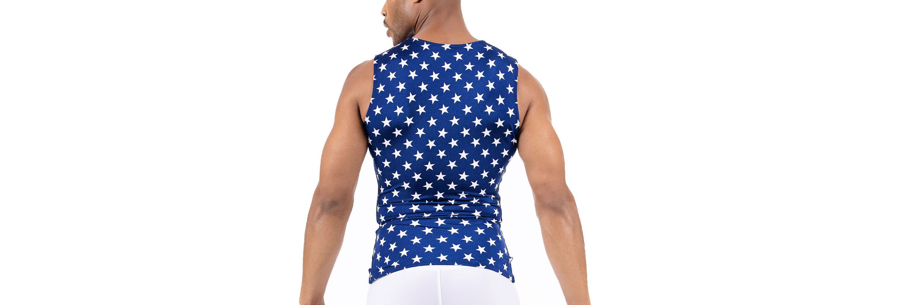 Men Stars Print Sleeveess V Neck