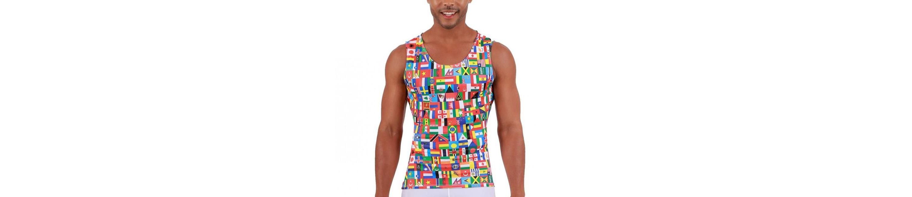 Men International Flags Print Muscle Tank