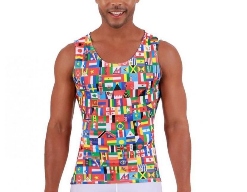 Men International Flags Print Muscle Tank