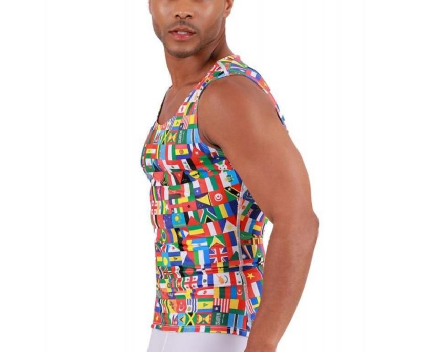Men International Flags Print Muscle Tank