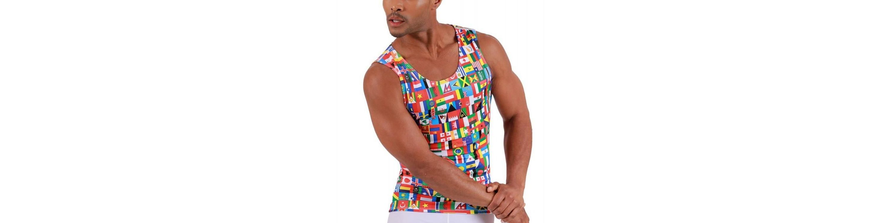 Men International Flags Print Muscle Tank