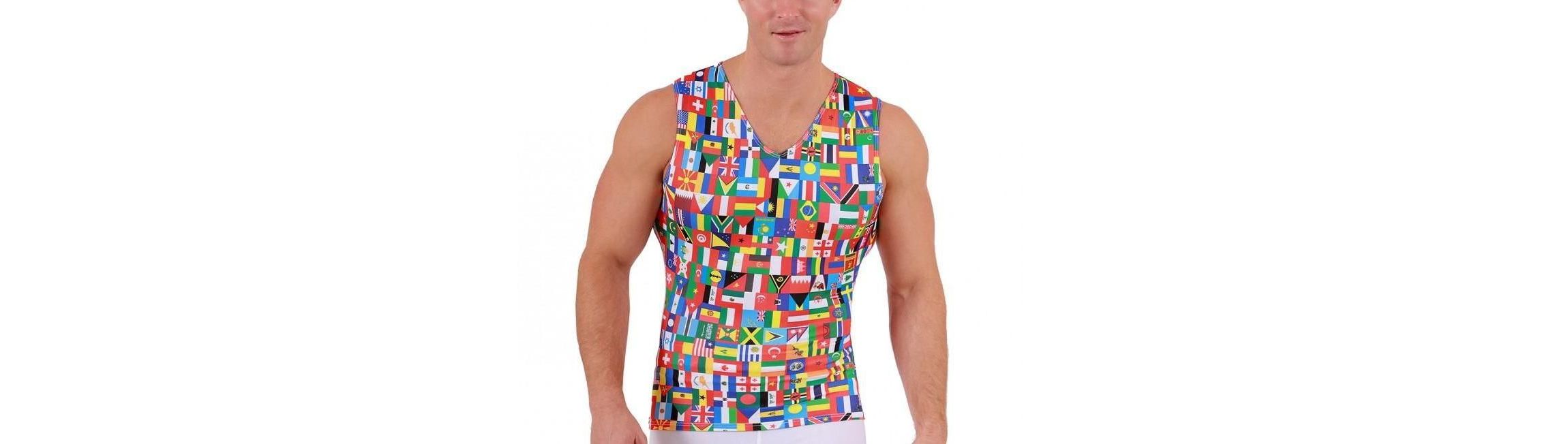 Men International Flags Print Sleeveless V-Neck