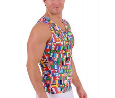 Men International Flags Print Sleeveless V-Neck