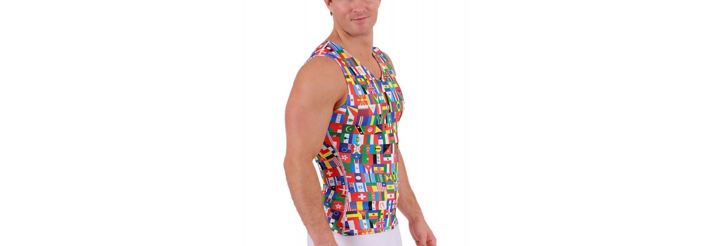 Men International Flags Print Sleeveless V-Neck