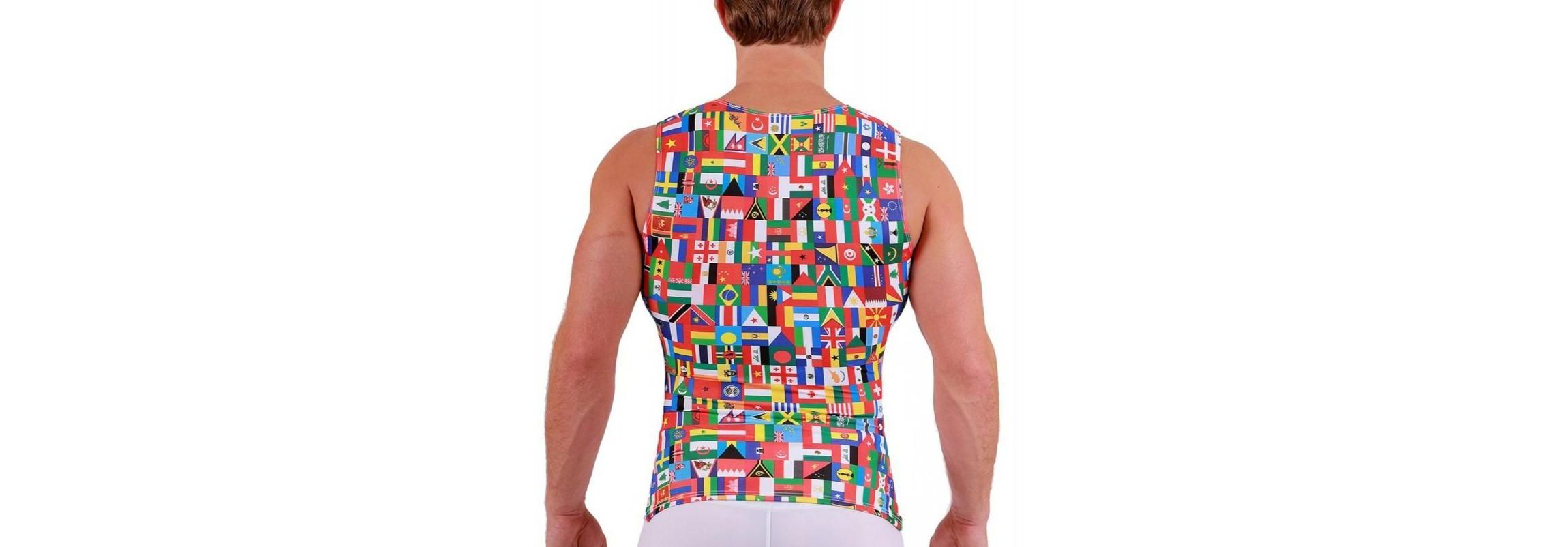 Men International Flags Print Sleeveless V-Neck