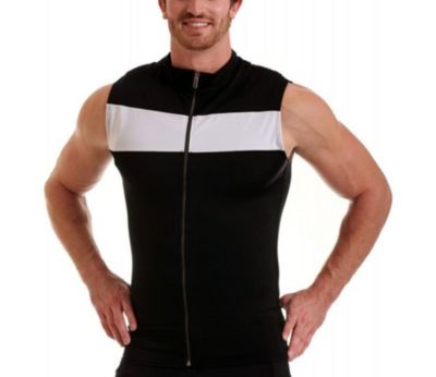 Insta Slim Men's Front Zipper Sleeveless Color Block Jacket, Medium