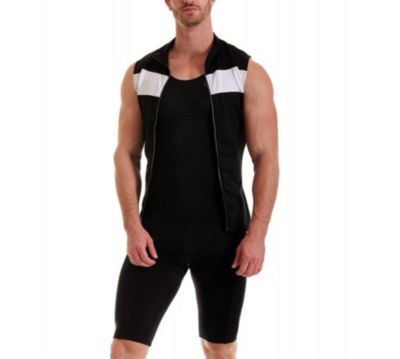 Front Zipper Sleeveless Color Block Jacket