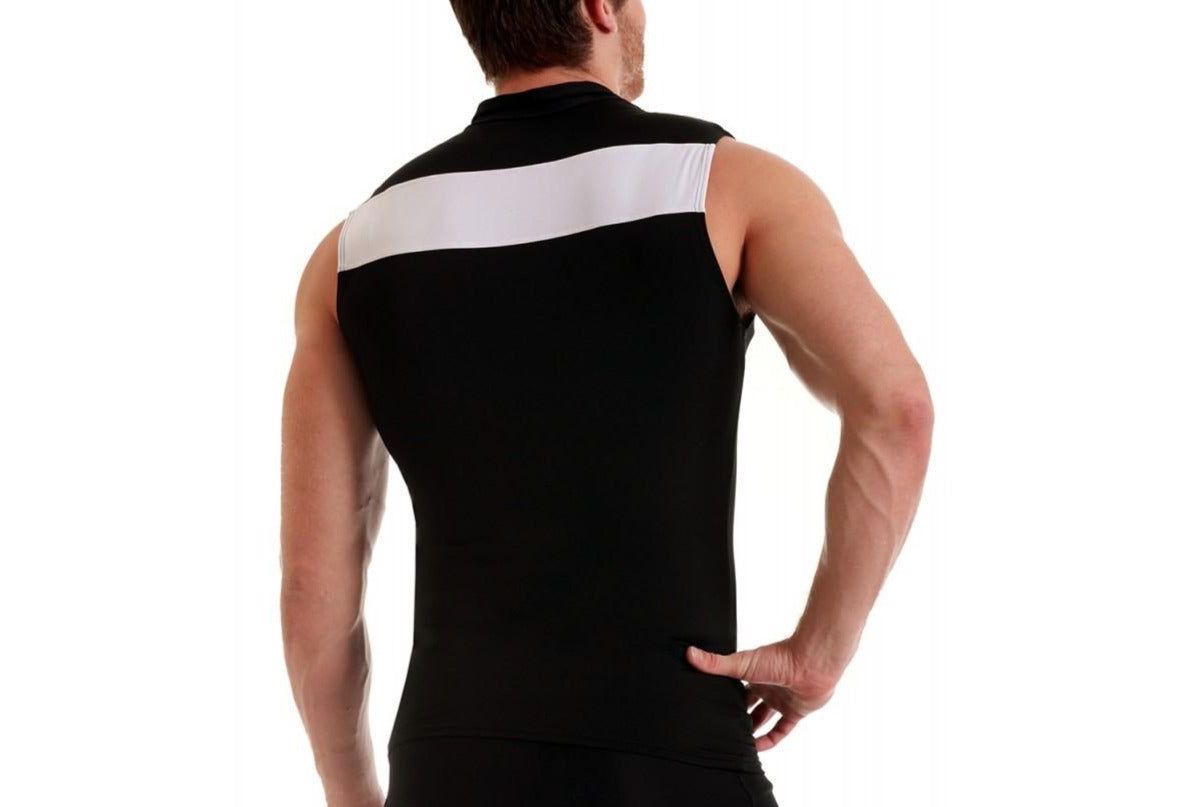 Front Zipper Sleeveless Color Block Jacket