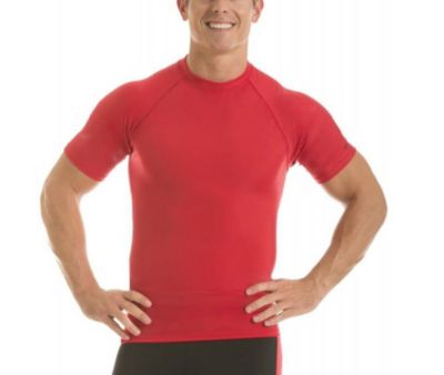Insta Slim Men Compression Raglan Short Sleeve Crewneck, Red, XXL